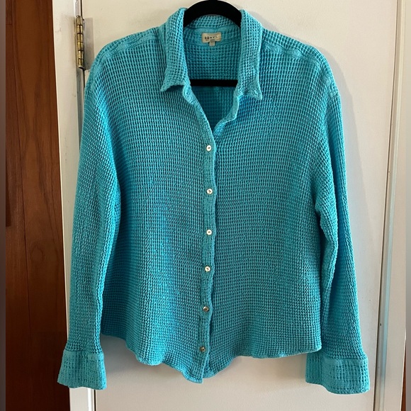 Tops - Donni. Waffle Buttondown Top